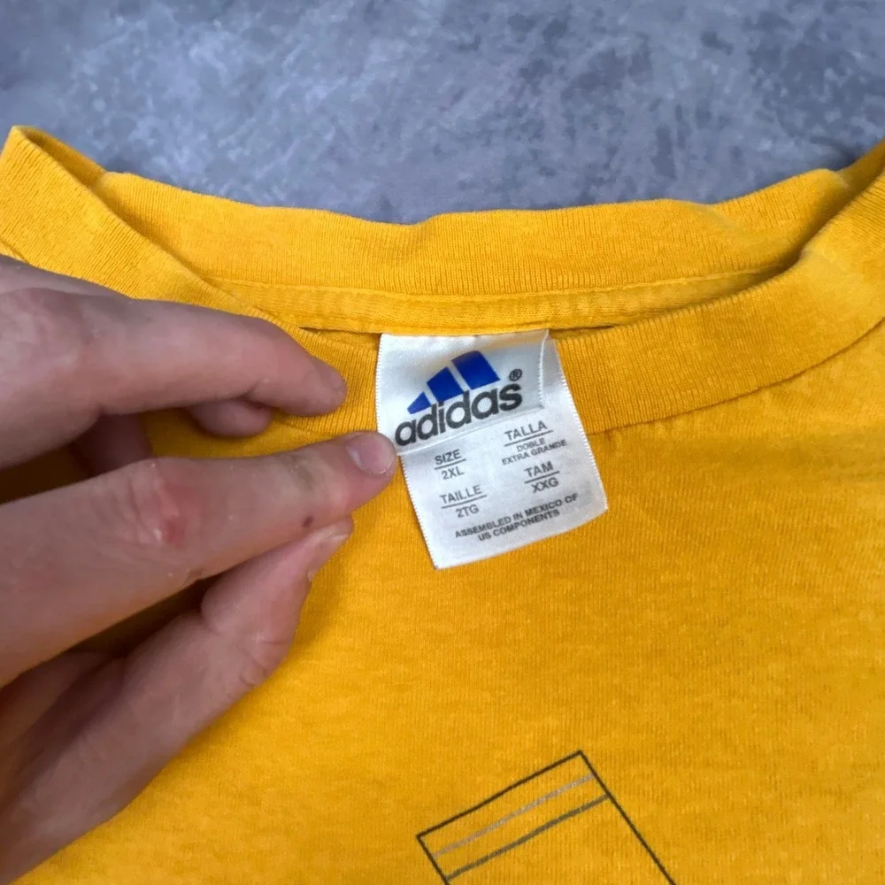Vintage 90s Adidas Long Sleeve T-Shirt Yellow Boxy Skater Streetwear 2XL